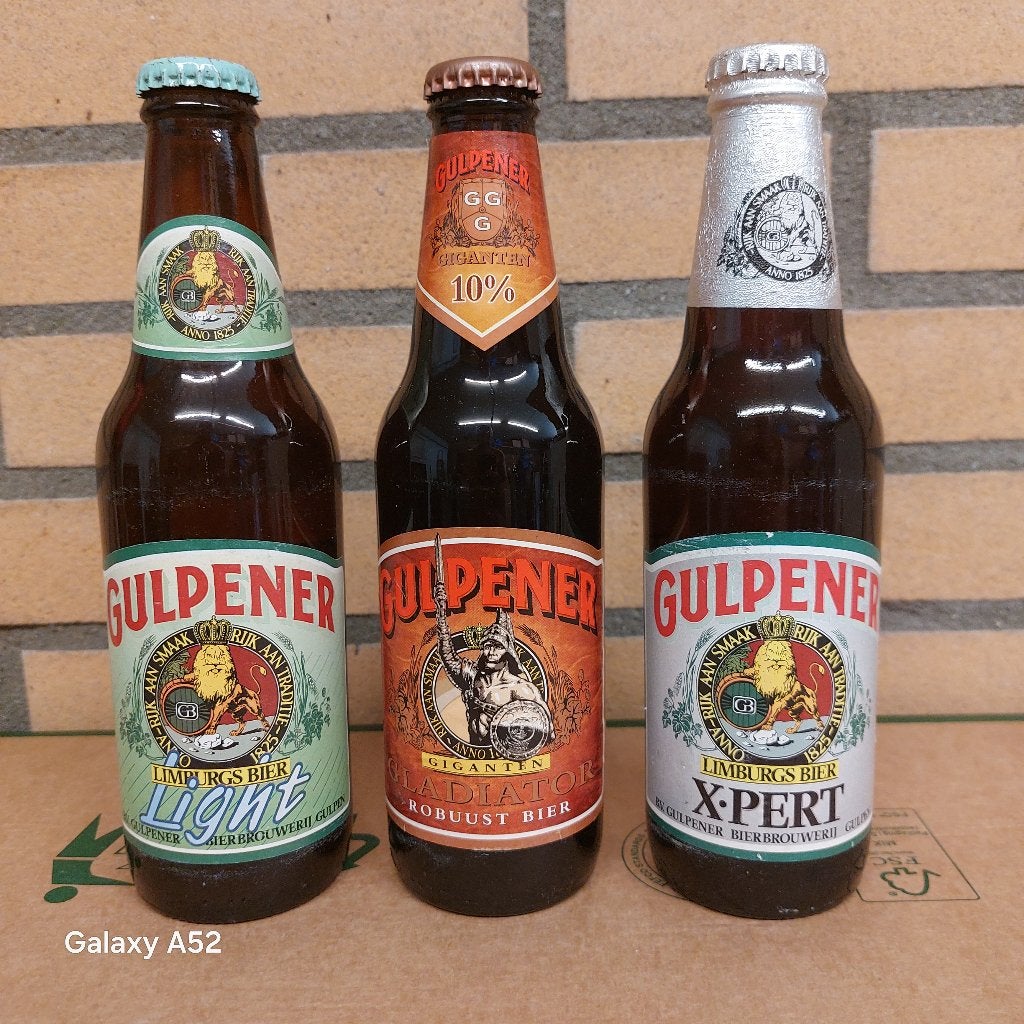 Gulpener bier set (vintage bierflesjes en glazen), Ophalen of Verzenden, Zo goed als nieuw, Glas of Glazen, Gulpener