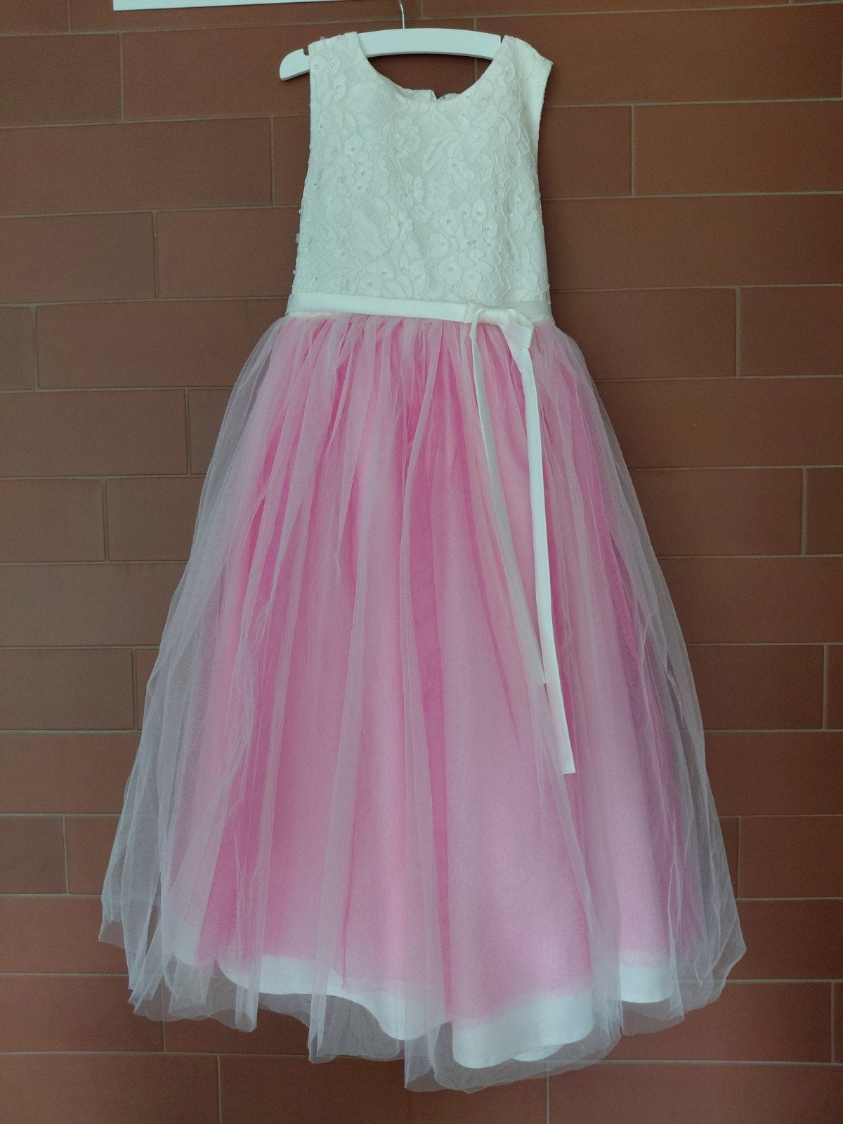 Prachtige Roze Tule Jurk met Witte Top ( 7 jaar) en Schoentj, Ophalen of Verzenden, Zo goed als nieuw, Onbekend, Meisje