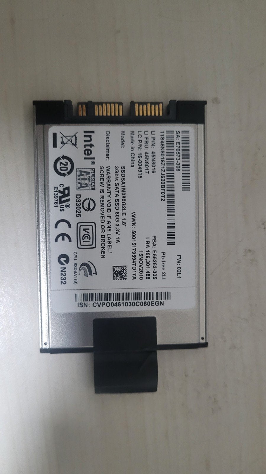 intel 1.8 inch SSD 80GB, Ophalen of Verzenden