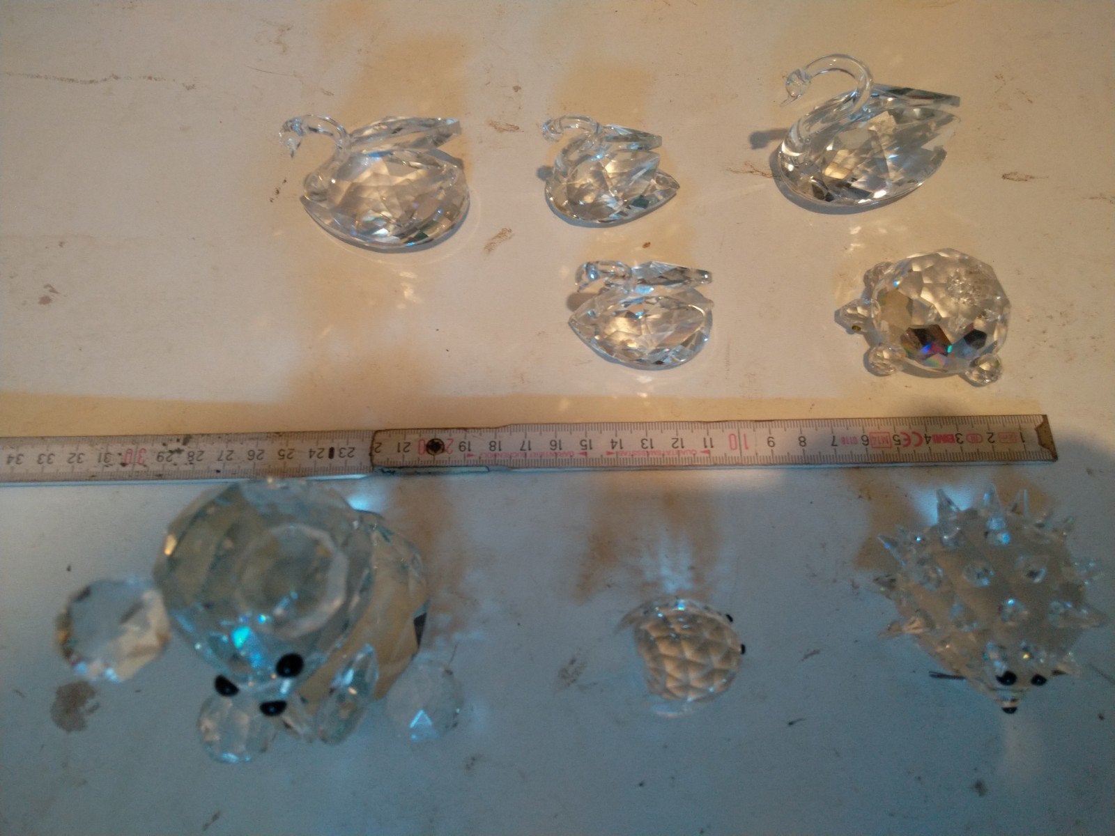 8  beeldjes swarovski zwanen, egels, schildpadden, Verzamelen, Dierenverzamelingen, Ophalen of Verzenden, Zo goed als nieuw, Beeldje of Figuurtje