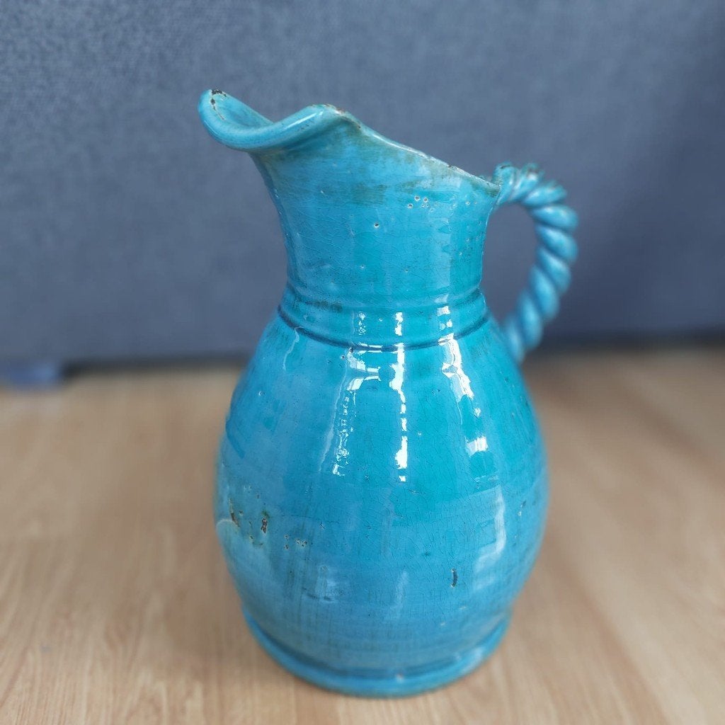 Oude grote geglazuurd handmatig aardewerk kruik, Ophalen of Verzenden