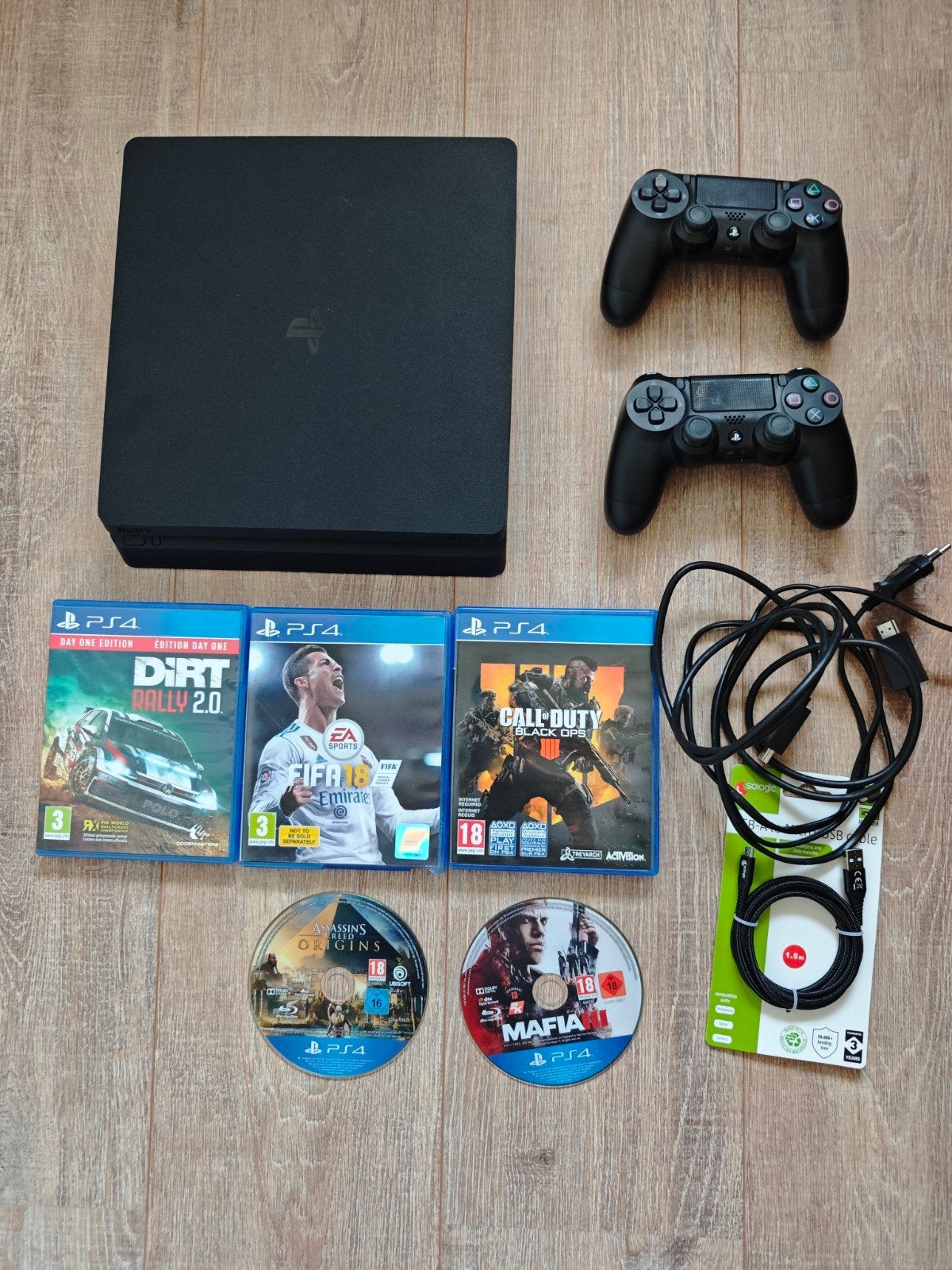 PS4 Slim met 2 controllers en 5 games, Spelcomputers en Games, Spelcomputers | Sony PlayStation 4, Met 2 controllers, Ophalen of Verzenden