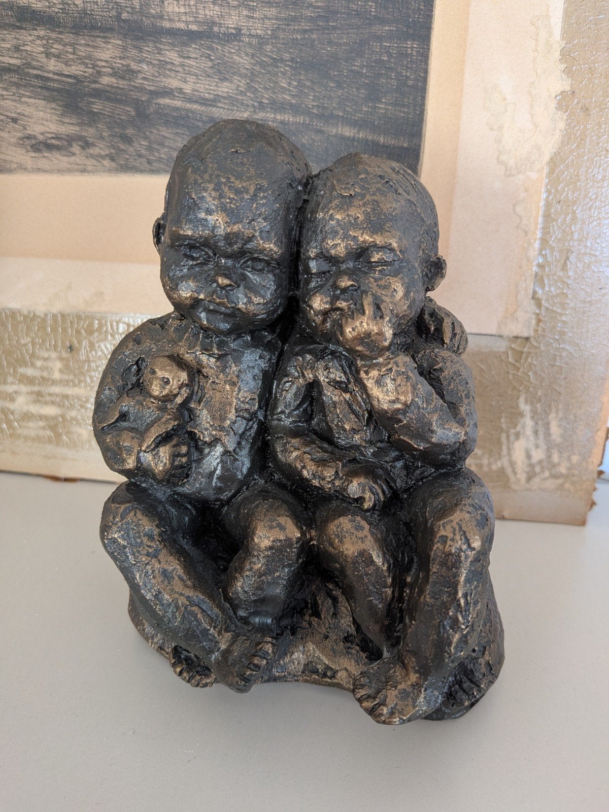 Prachtig Bronzen Beeldje "Twee Kinderen" – Geert Kunen (1991, Antiek en Kunst, Kunst | Beelden en Houtsnijwerken, Overige onderwerpen
