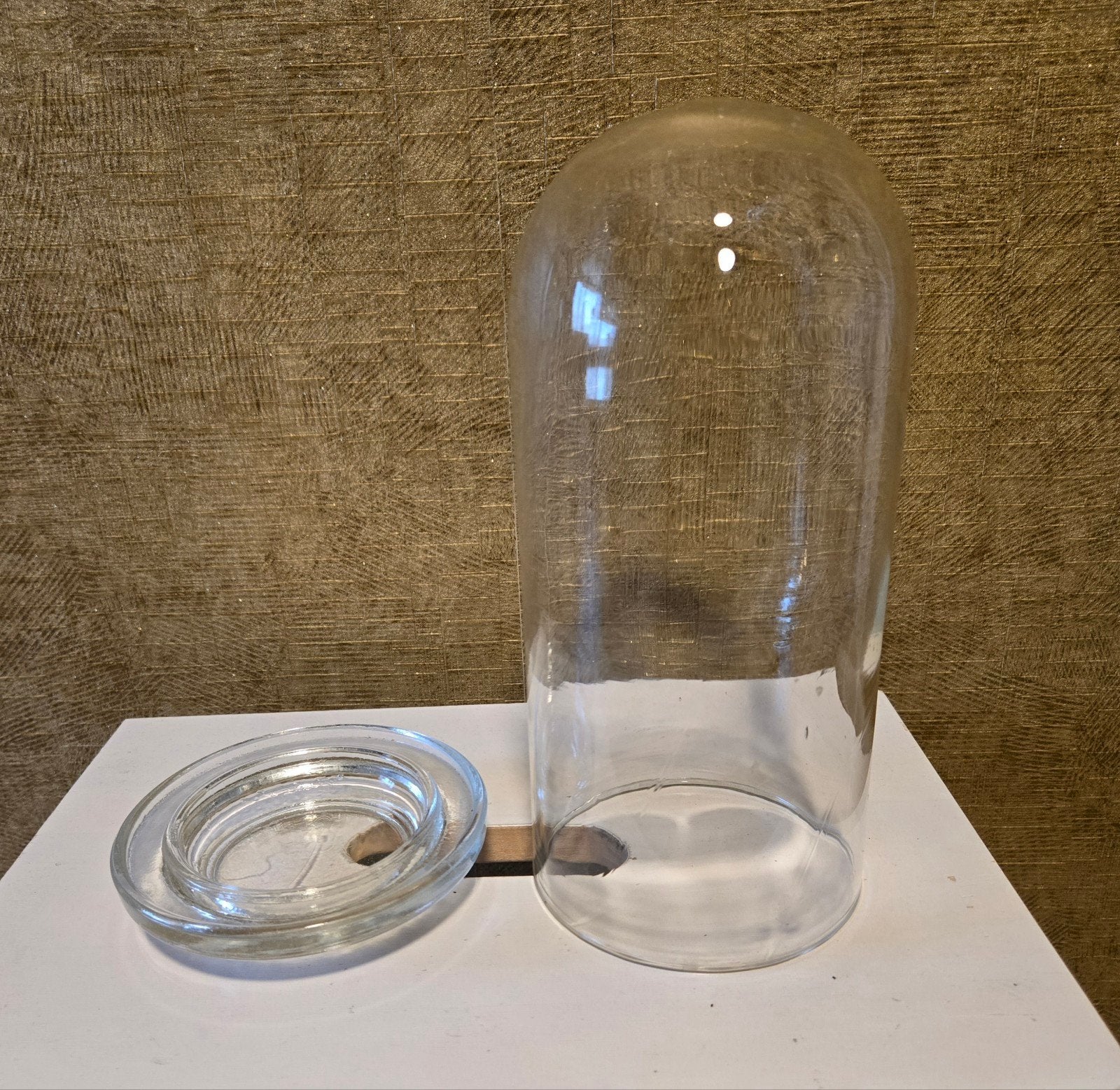 Glazen stolp 26 cm hoog handgemaakt - schowcase- Vitrine, 11 cm, Ophalen of Verzenden, Zo goed als nieuw, Handgemaakt