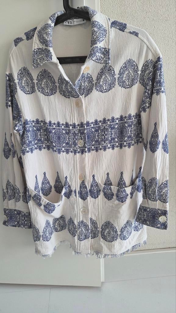 Zara Blouse met Blauw-Wit Paisley Patroon, Maat XS, Blauw, Zara, Ophalen of Verzenden, Zo goed als nieuw