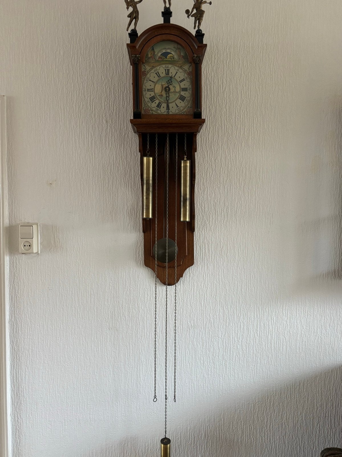 Antieke Friese Staartklok met Maanstand en Slagwerk, Antiek en Kunst, Antiek | Klokken, Ophalen of Verzenden