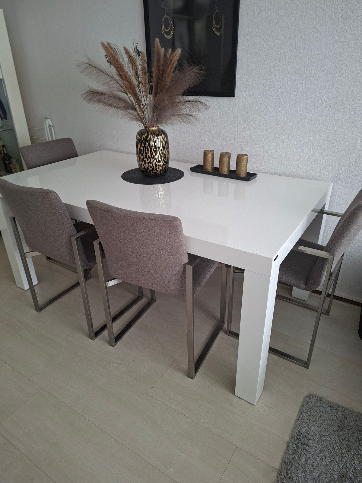 Eettafel wit hoogglans voor 6-8 personen, Huis en Inrichting, Ophalen, Overige materialen, Gebruikt, 50 tot 100 cm