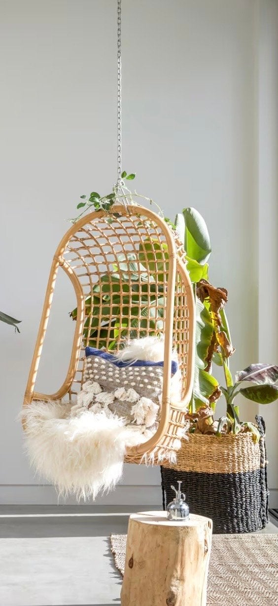 HL Living Rotan Hangstoel, Ophalen, Gebruikt, Bruin, Riet of Rotan