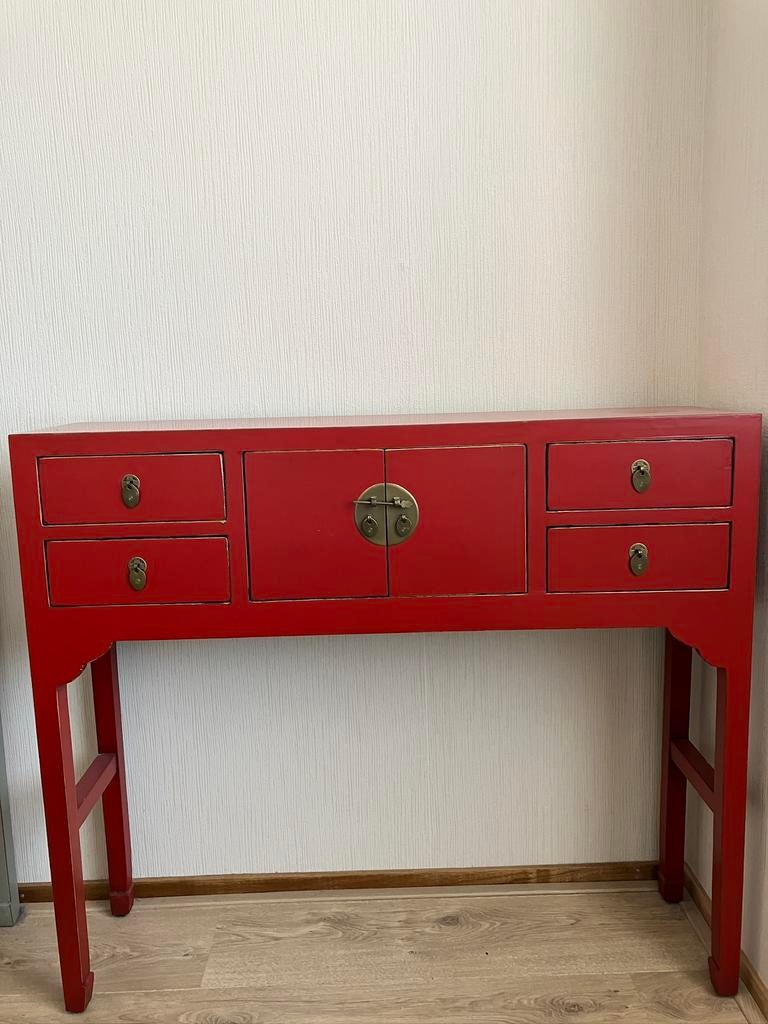 Retro sidetable, donkerrood, Huis en Inrichting, Tafels | Sidetables, Ophalen, Gebruikt, 50 tot 100 cm, Overige houtsoorten