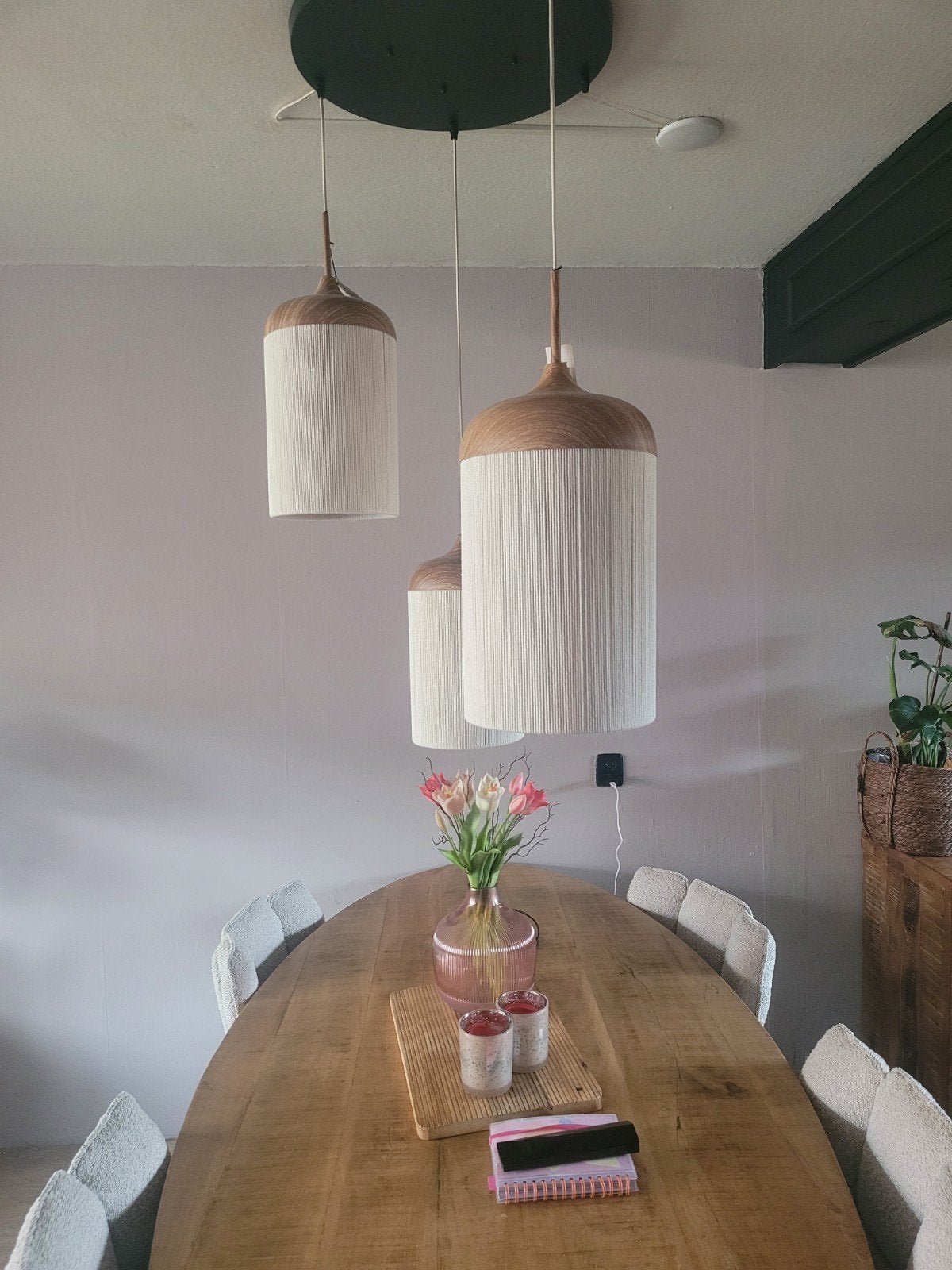 Hanglamp Dania XL - 3x op zwarte plafondplaat, Ophalen of Verzenden, Zo goed als nieuw