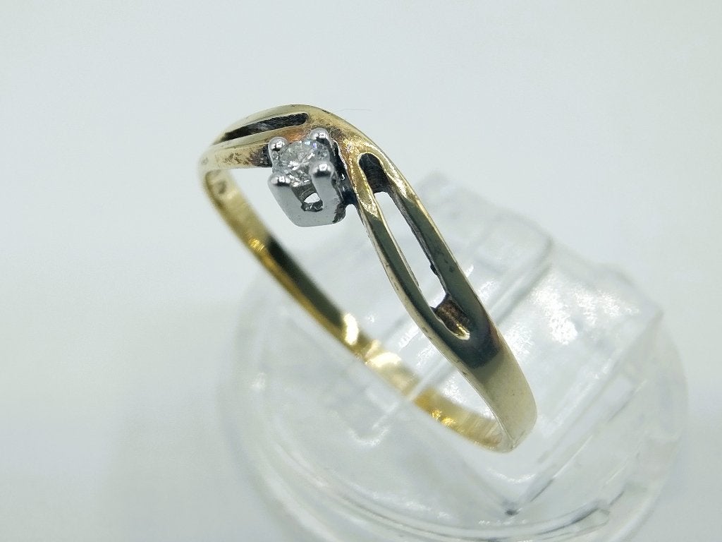 Gouden ring met diamant, 0,03 ct, 17.75 mm, Gebruikt, Info@zilverwebsite.nl, Verzenden, 17 tot 18