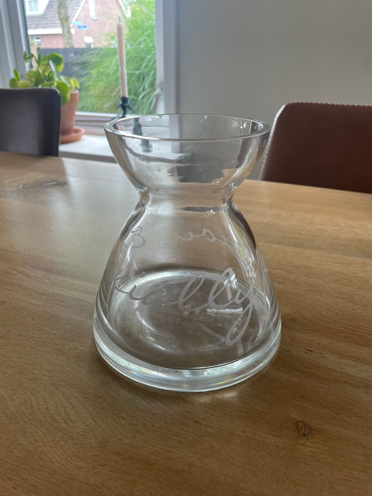 Riviera Maison look a like vaas, Glas, Ophalen of Verzenden, Gebruikt, 15 cm