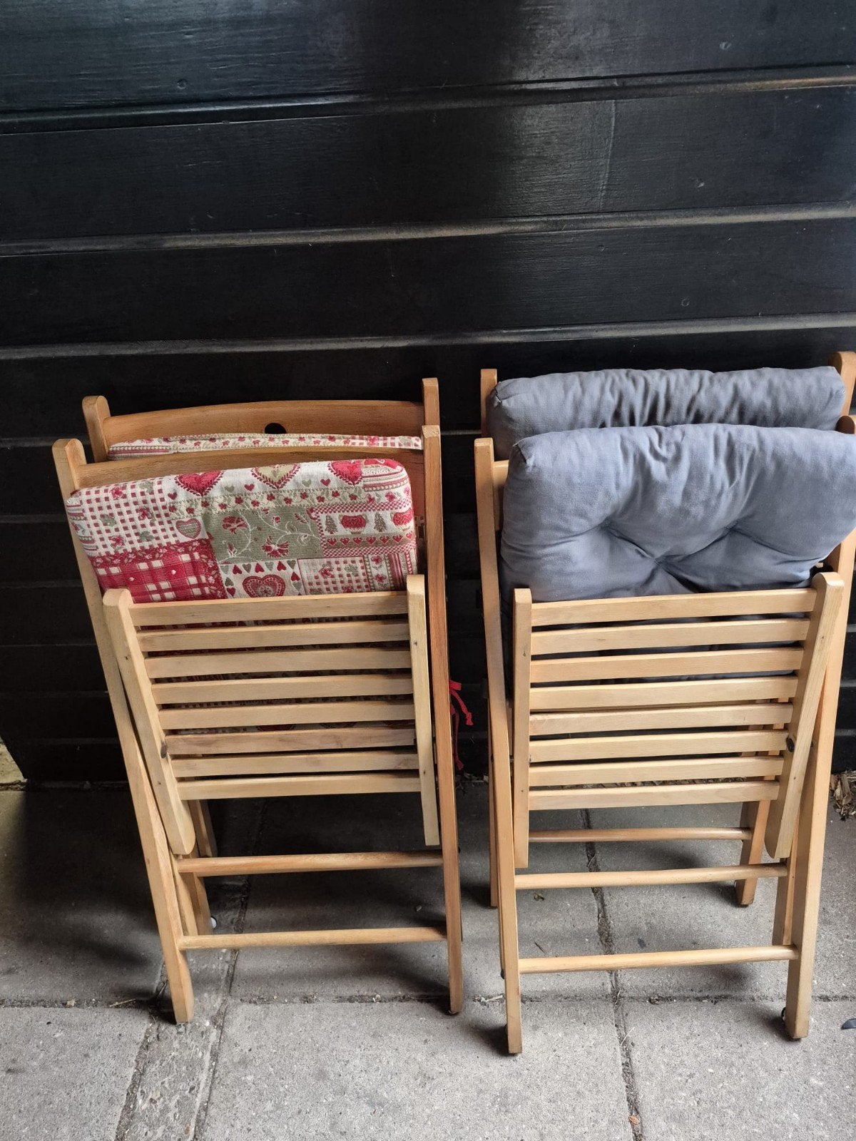 Set van 4 houten klapstoelen met kussens, Ophalen, Hout, Gebruikt, Overige kleuren