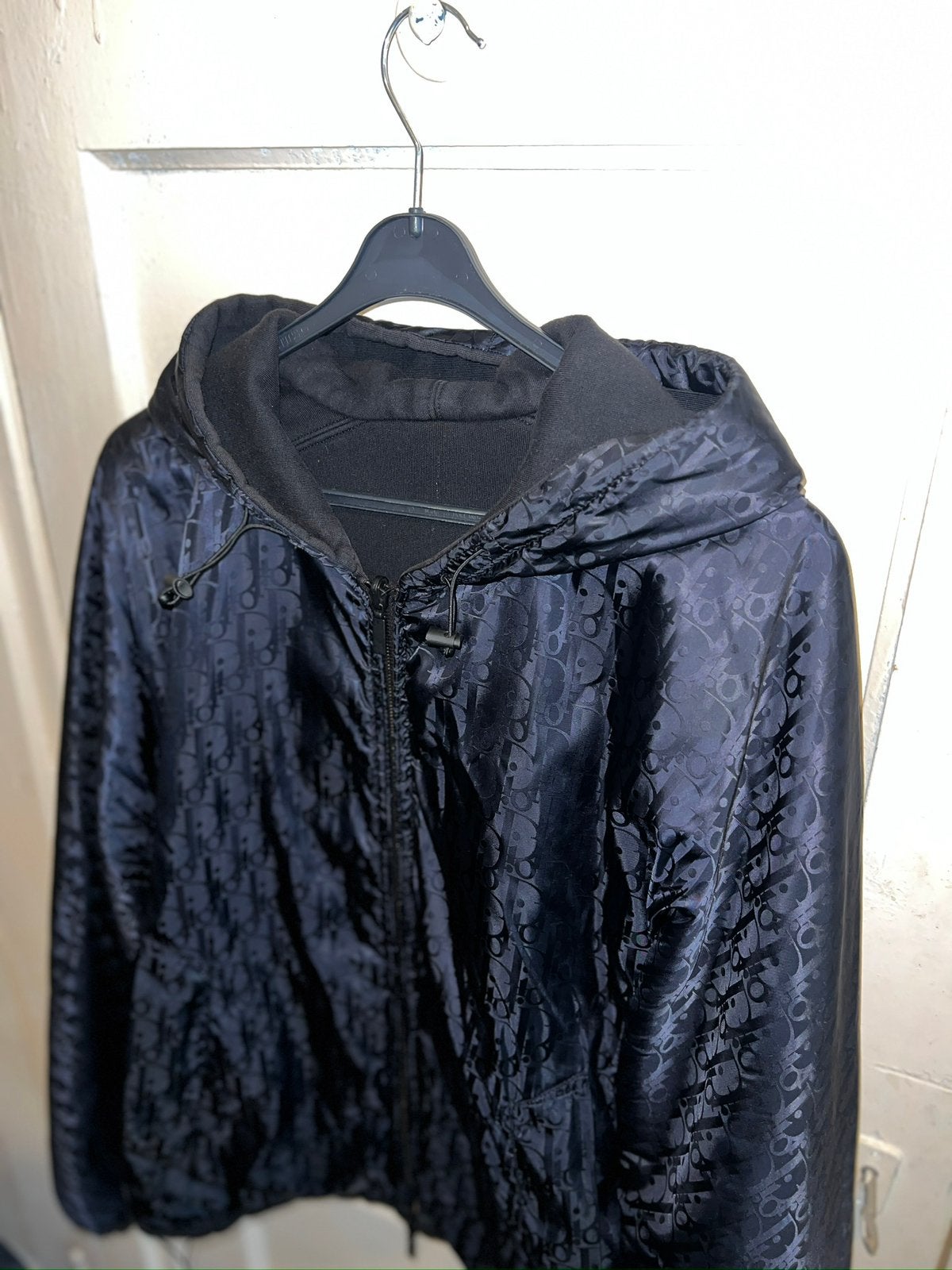 Originele zwarte Dior Oblique hooded reversible jas met bon, Ophalen of Verzenden, Zo goed als nieuw, Maat 48/50 (M), Zwart