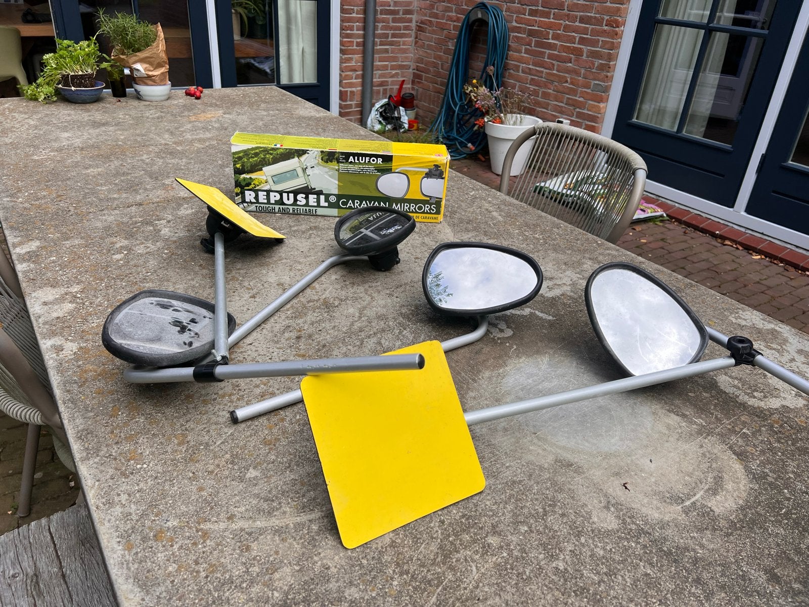 Repusel caravan spiegels met gele borden, Ophalen, Gebruikt