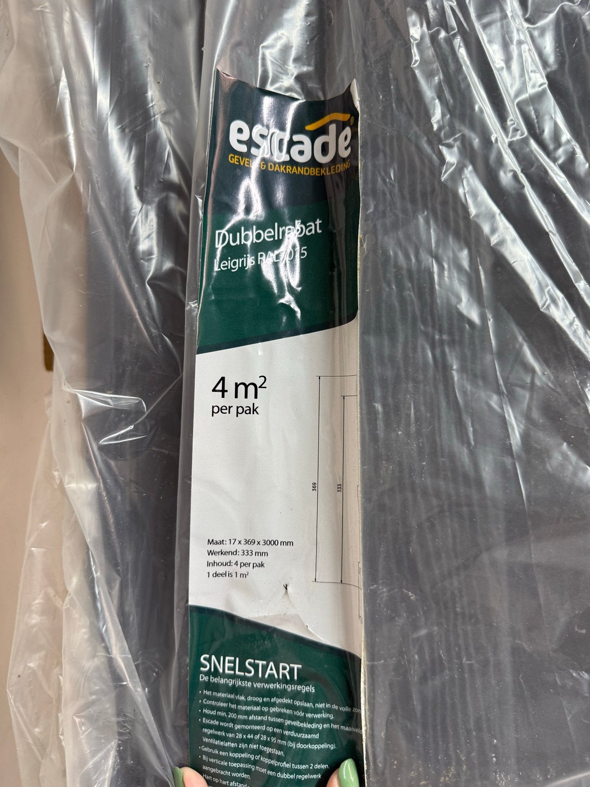 Escade Dubbelrabat Gevel & Dakrandbekleding Leigrijs, Doe-het-zelf en Verbouw, Dakpannen en Dakbedekking, Ophalen, Overige materialen