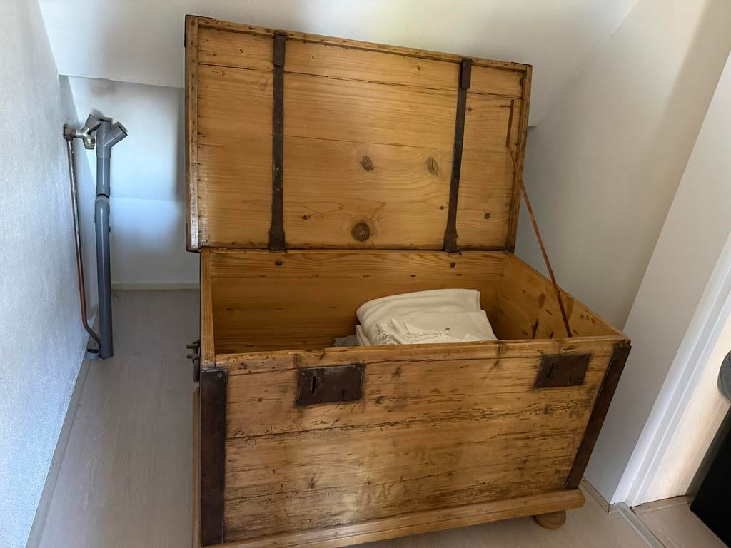 Oude houten dekenkist - 102x59x63 cm, Huis en Inrichting, Ophalen, Gebruikt, 50 tot 100 cm, 50 tot 75 cm