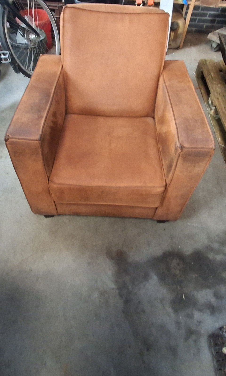 Comfortabele leren fauteuil voor de woonkamer, Huis en Inrichting, Stoelen, Ophalen, Modern, Comfortabel, Gebruikt, Twee