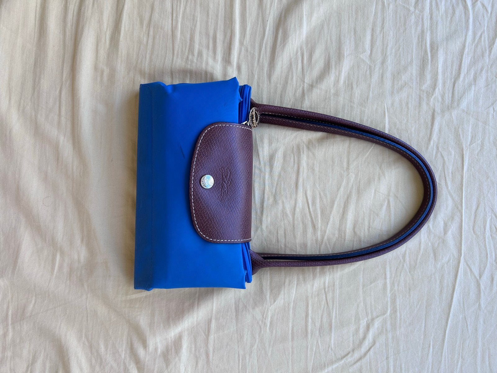 Longchamp Le Pliage Handtas - Blauw, Ophalen of Verzenden, Gebruikt, Blauw, Handtas