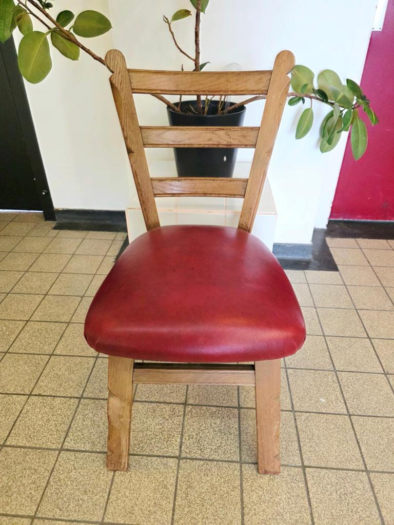 7791 : Vintage Mid-Century Modern Ladder Back Dining Chair, Ophalen of Verzenden, Huis en Inrichting