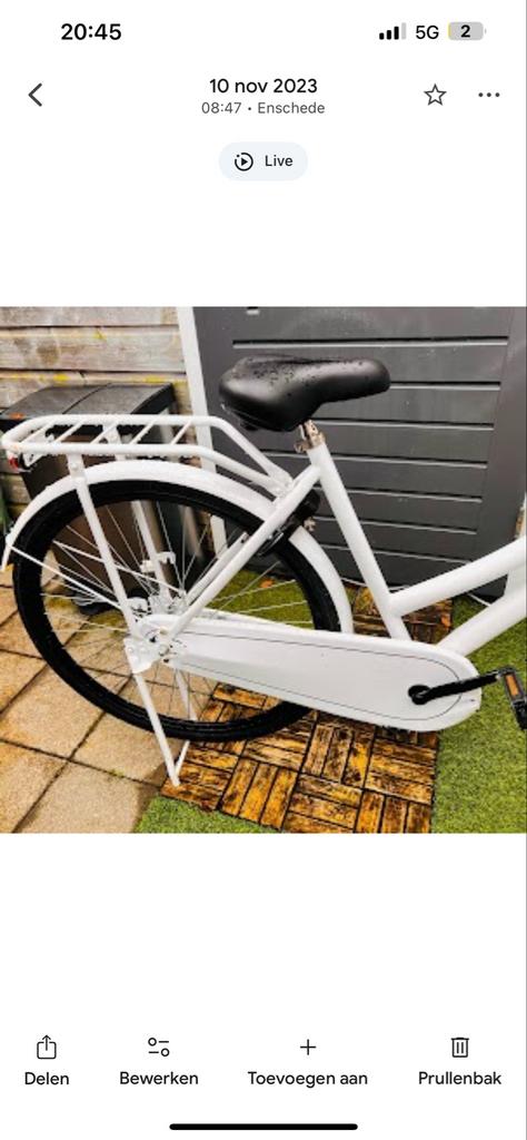 Omafiets 28 inch - Wit, Fietsen en Brommers, Fietsen | Dames | Omafietsen, Terugtraprem, Ophalen of Verzenden, Handrem, 53 tot 56 cm