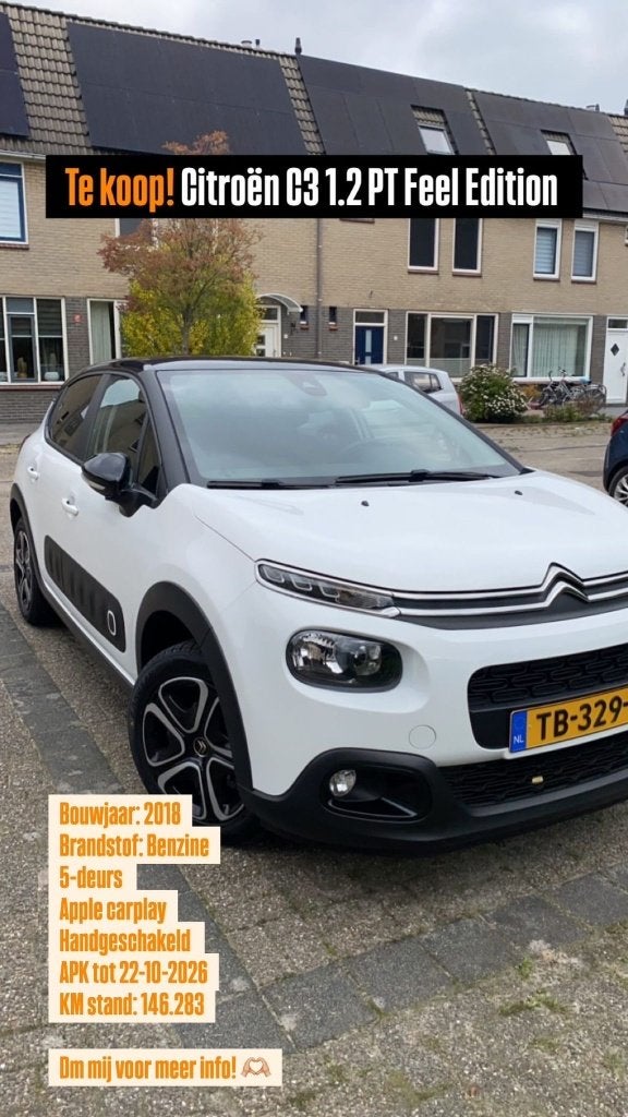 Citroën C3 1.2 Puretech  Feel Edition 82pk 2018 Wit, Auto's, Citroën, Particulier, C3, ABS, Airbags, Airconditioning, Apple Carplay