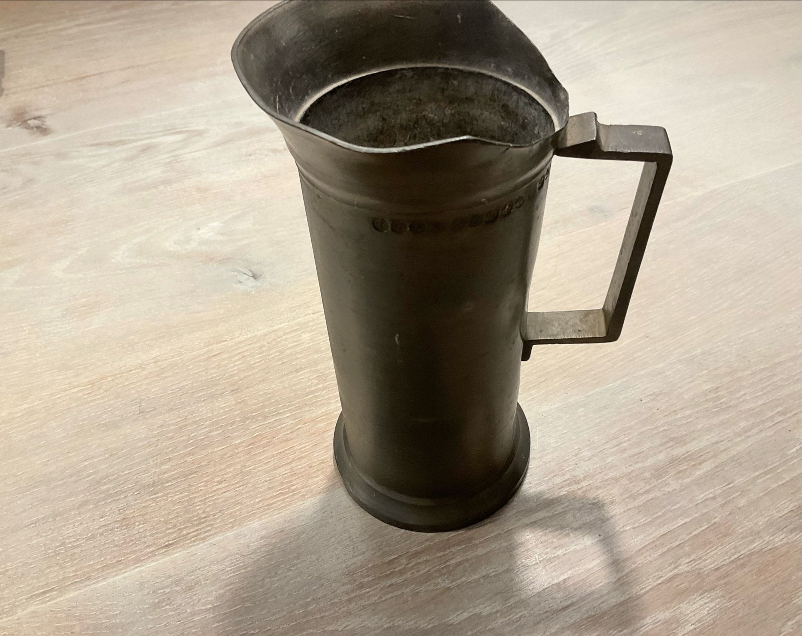 Antieke Tinnen Schenkkan 1 Liter - V.Leeuwen v.Camp, Antiek en Kunst, Ophalen of Verzenden