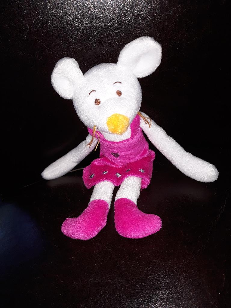 Yves Rocher muis roze jurk en voeten 27cm gele neus Velours, Muis, Overige merken, Overige karakters, Nieuw