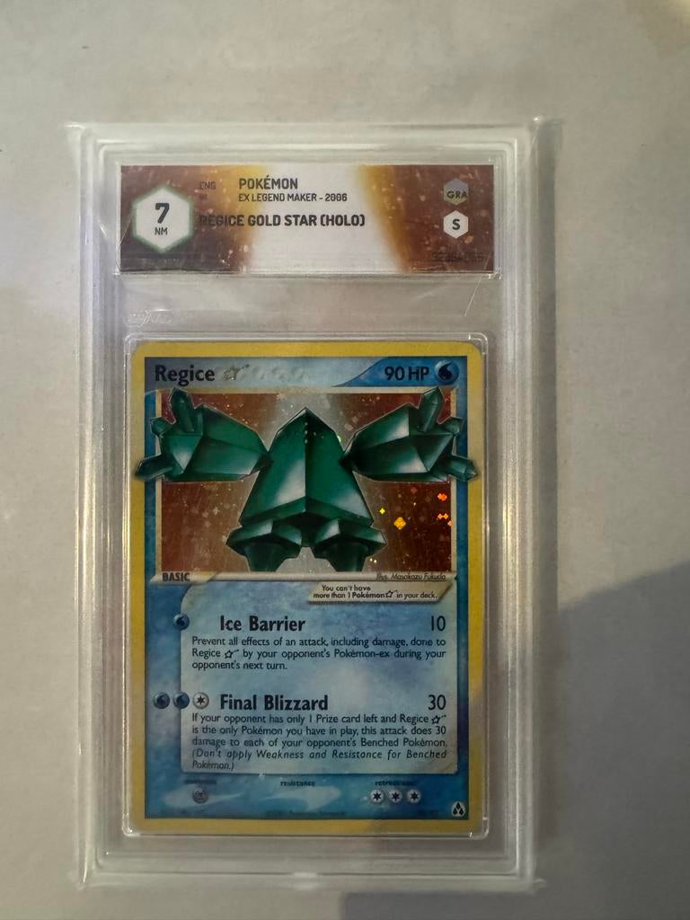 Regice Gold Star (Holo) Pokémon Kaart - GRAAD 7 NM, Ophalen, Zo goed als nieuw, Losse kaart