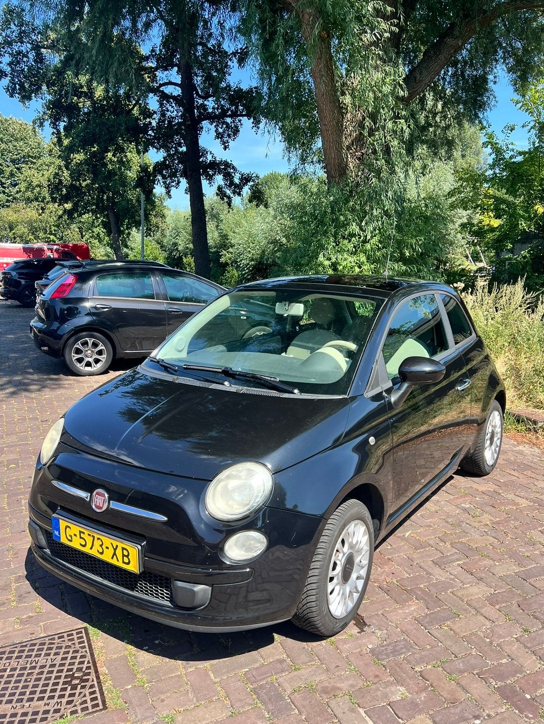 Fiat 500 1.2 C 2009 Zwart Pano, Auto's, Fiat, Voorwielaandrijving, Stof, 4 cilinders, 840 kg
