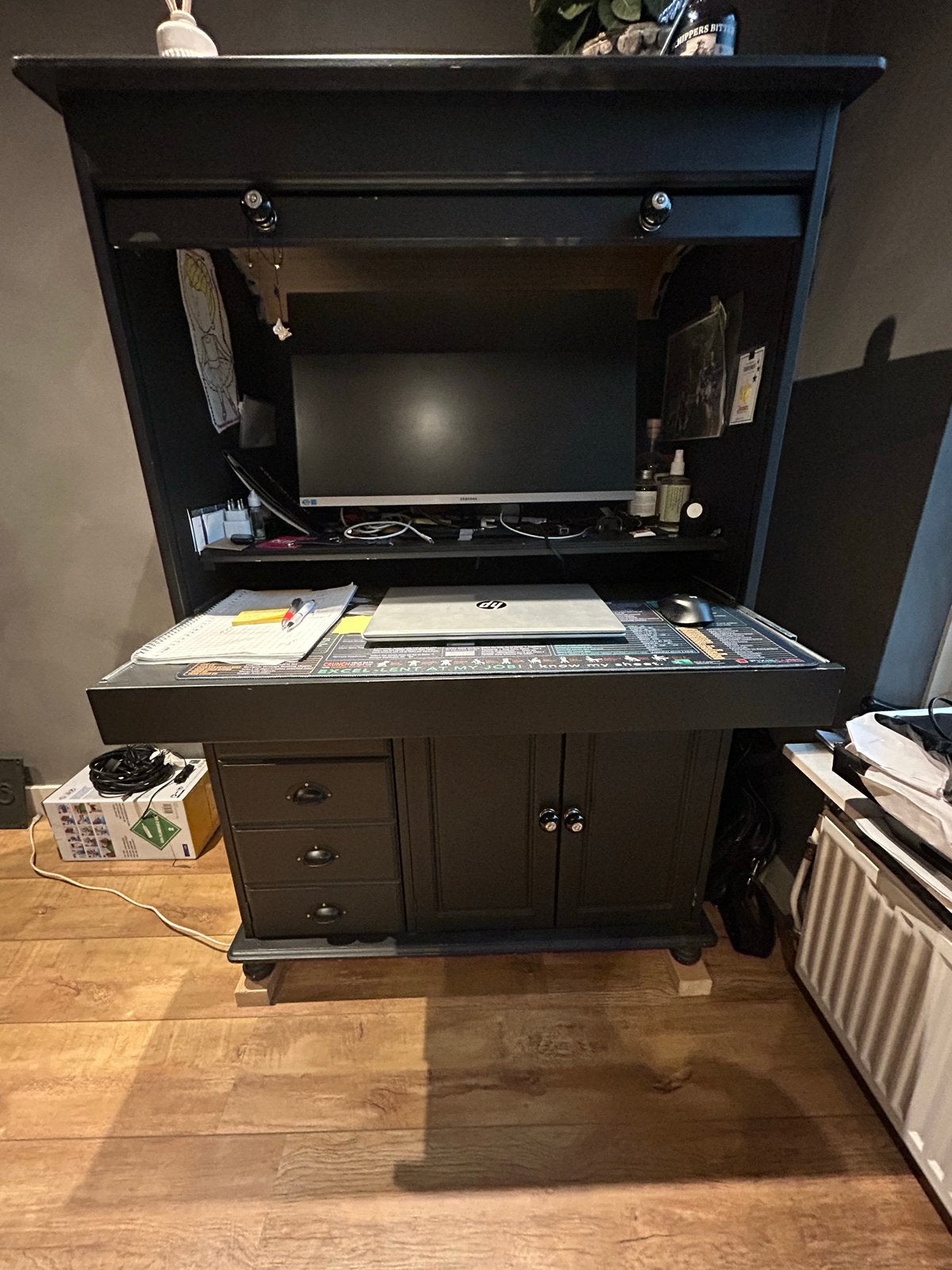 Zwart rolluikbureau / secretaire, Ophalen, Gebruikt