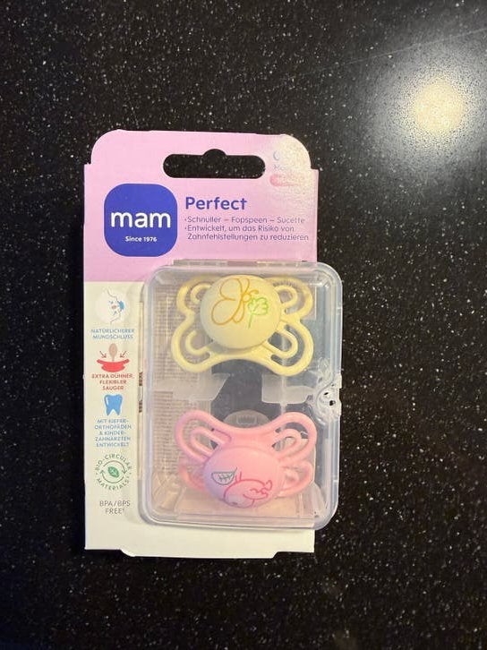 MAM Perfect fopspenen 0-3 maanden (2 stuks), Ophalen of Verzenden, Zo goed als nieuw