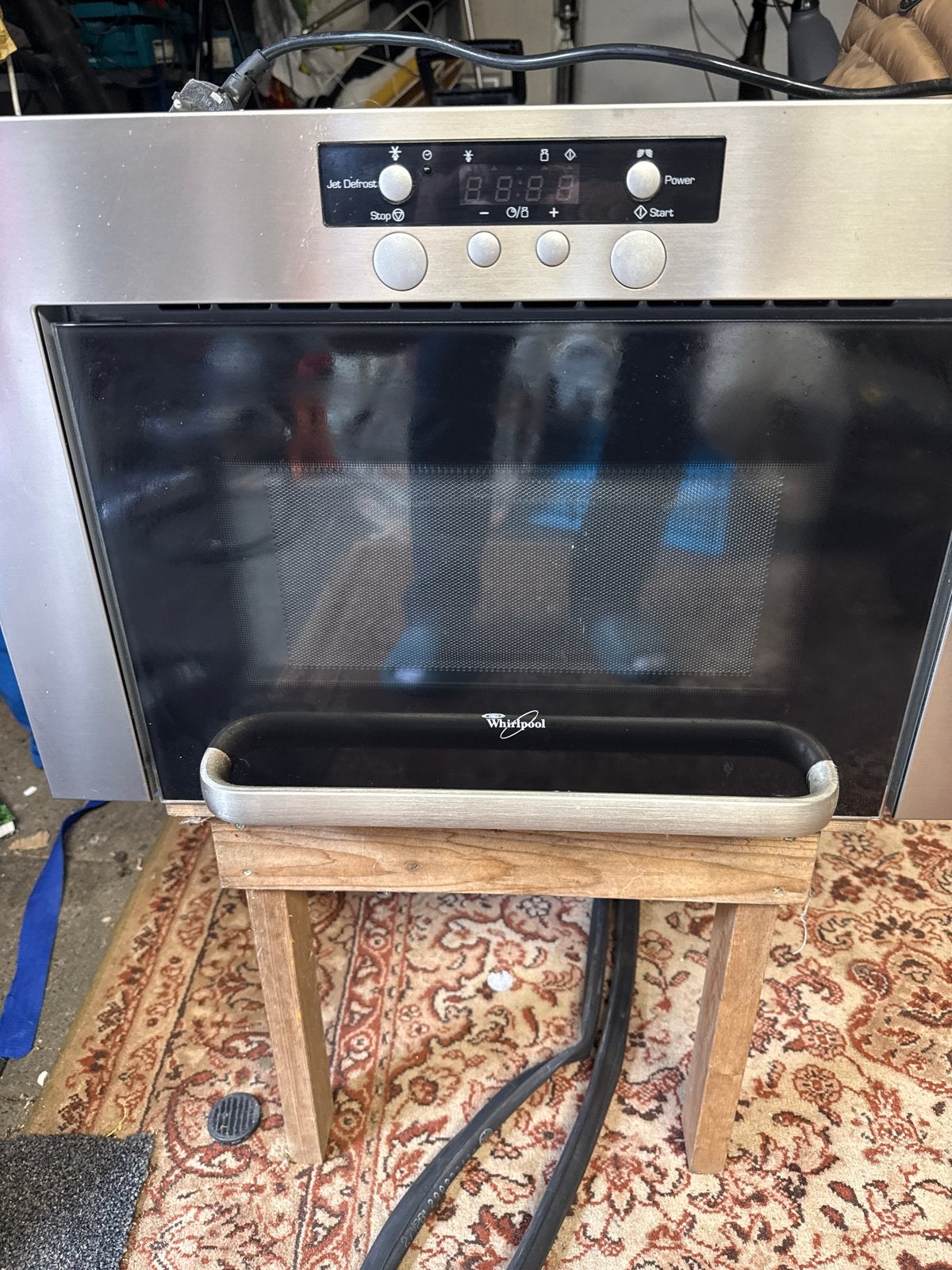 Whirlpool AMW 460/1/IX Inbouw Combimagnetron, Combimagnetron, Gebruikt, Grill, Ophalen of Verzenden
