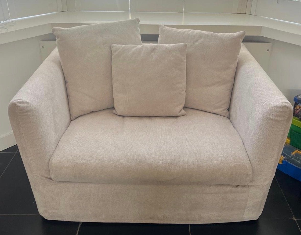 Riviera Maison fauteuil - Zo goed als nieuw, Huis en Inrichting, Fauteuils, Ophalen, Zo goed als nieuw, Stof, 75 tot 100 cm