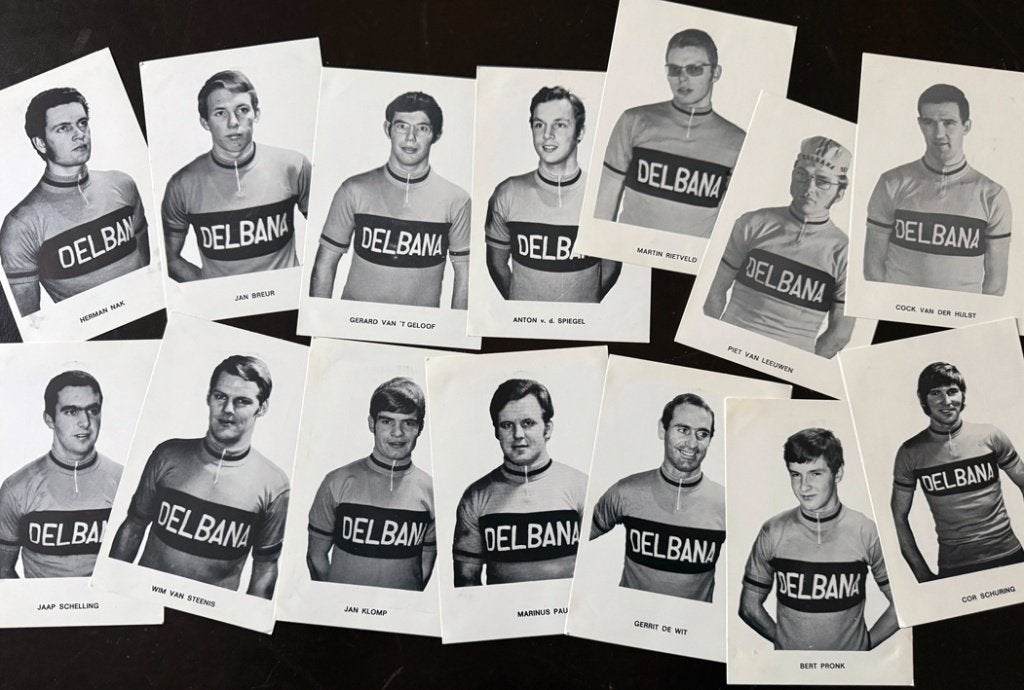 Wielrennen 14 fotokaarten DELBANA jaren 70, Ophalen of Verzenden, Overige typen