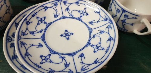 bleu saks kopjes 9 stuks, Ophalen of Verzenden, 'T Olde Gre-j, Info@toldegrej.nl, Endepoelstraat 20f Didam