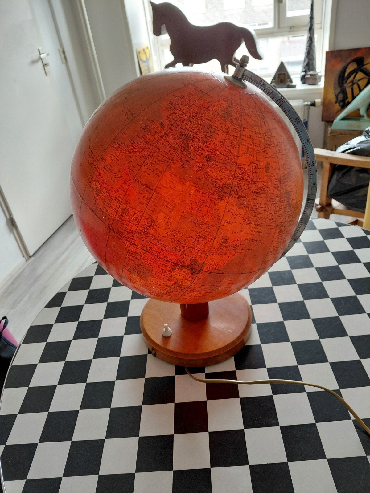 vintage globe wereldbol jaren 60/70 verlichting, Ophalen, Gebruikt