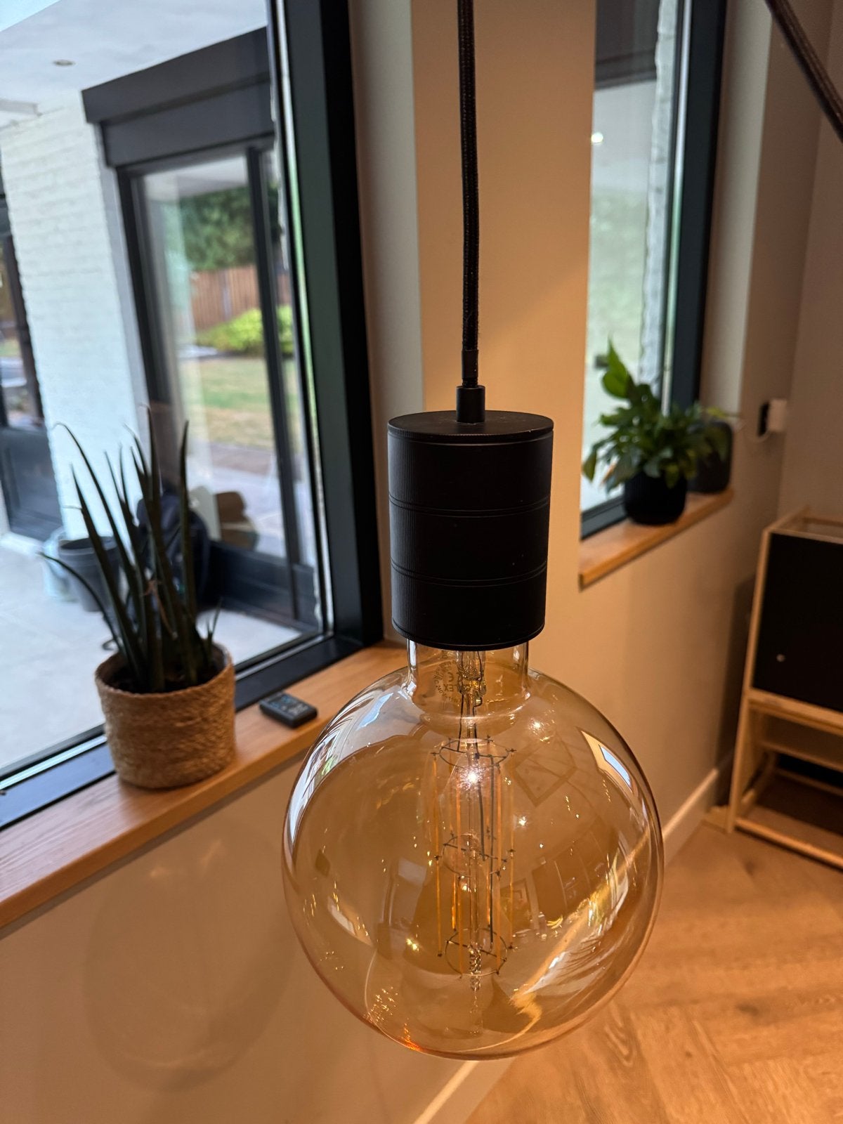 Calex XXL LED lamp met E40 fitting en zwart snoer, Zwart, Zo goed als nieuw, Glas, Dimbaar