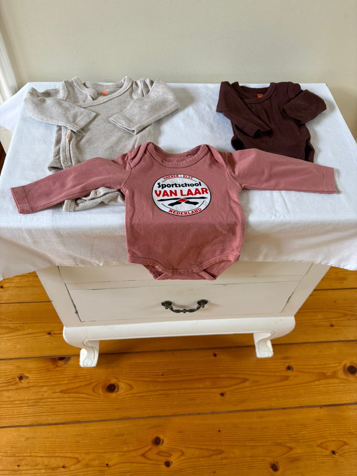 3 rompers lange mouw maat 56, Kinderen en Baby's, Babykleding | Maat 56, Ophalen of Verzenden, Zo goed als nieuw, Jongetje of Meisje
