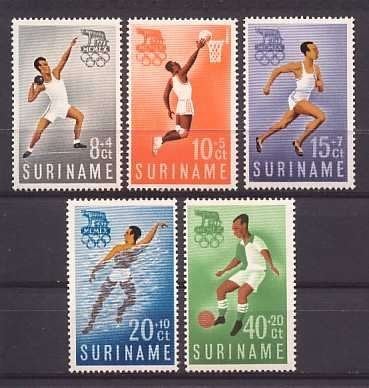 Suriname NVPH nr 349/53 postfris Olympische Spelen 1960, Ophalen of Verzenden, Postfris