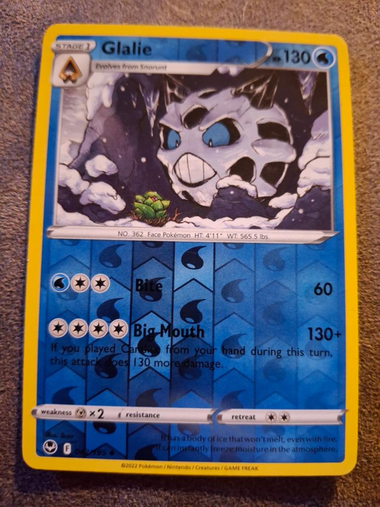 Glalie Pokémon Kaart - Evolves from Snorunt, Ophalen of Verzenden, Zo goed als nieuw, Losse kaart