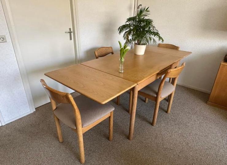 Vintage eetkamerset van H.W. Klein voor Bramin Møbler, Ophalen of Verzenden, Zo goed als nieuw, Rechthoekig, 50 tot 100 cm