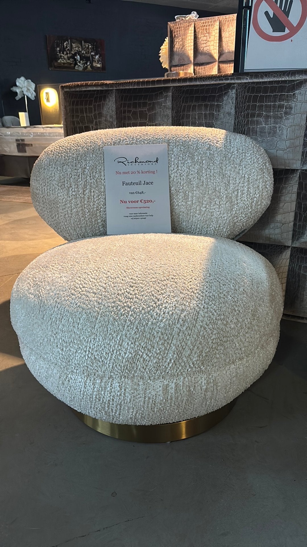 Richmond fauteuil Jace SHOWROOM OPRUIMING, Ophalen, Nieuw, 75 tot 100 cm, 50 tot 75 cm
