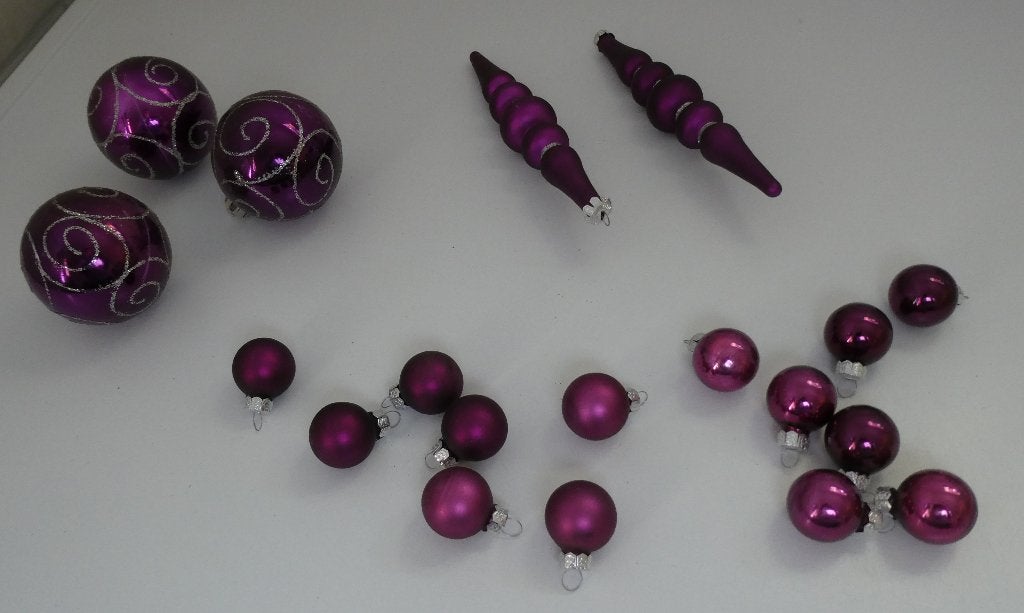 Kerstballen en decoratie paars, Diversen, Kerst, Ophalen, Gebruikt