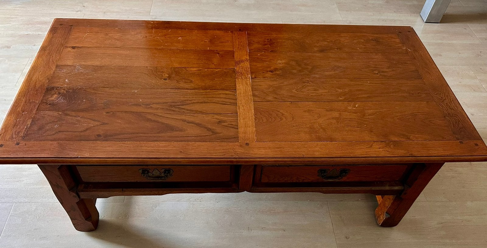 Salontafel Manor Furniture massief eiken, Ophalen, Gebruikt, 100 tot 150 cm, Klassiek
