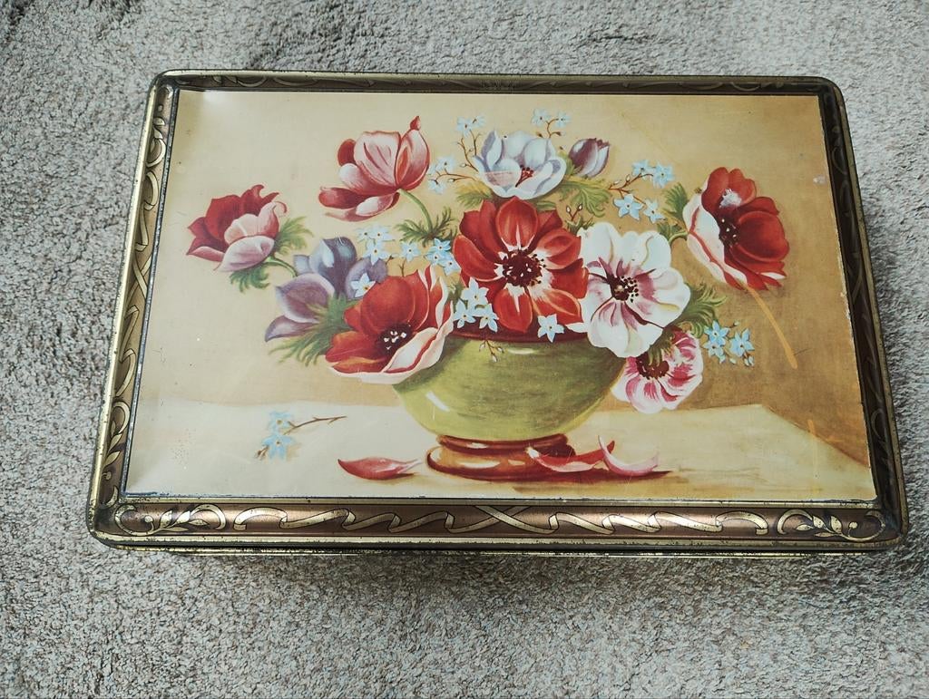 Vintage Rizla blik met bloemendecoratie, Verzamelen, Ophalen