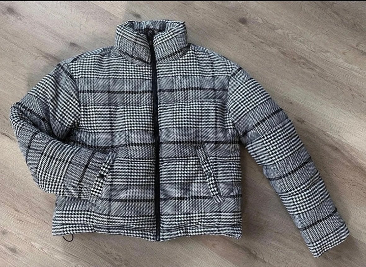 Melting Stockholm Puffer Jacket XS Zwart/Wit Pied-de-poule, Ophalen of Verzenden, Zo goed als nieuw, Maat 34 (XS) of kleiner, Zwart