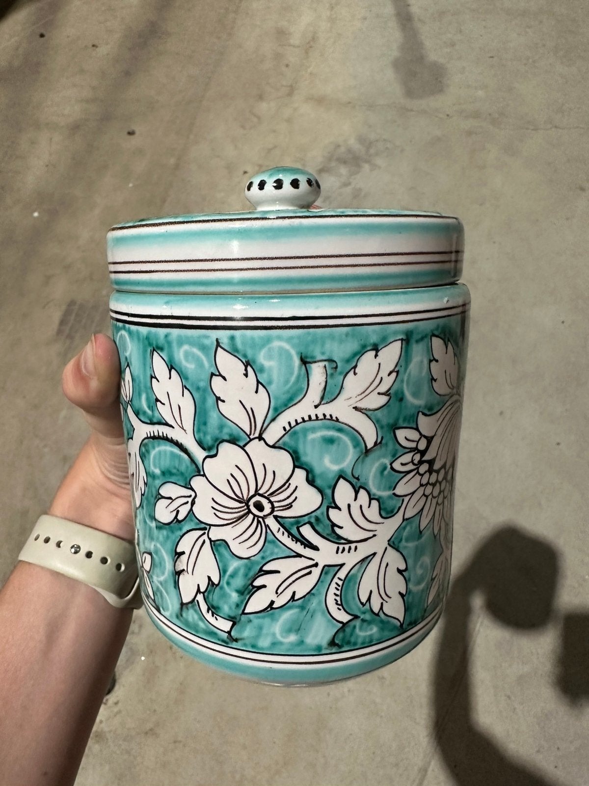 Grazia Deruta keramiek opbergpot turquaas, Ophalen of Verzenden