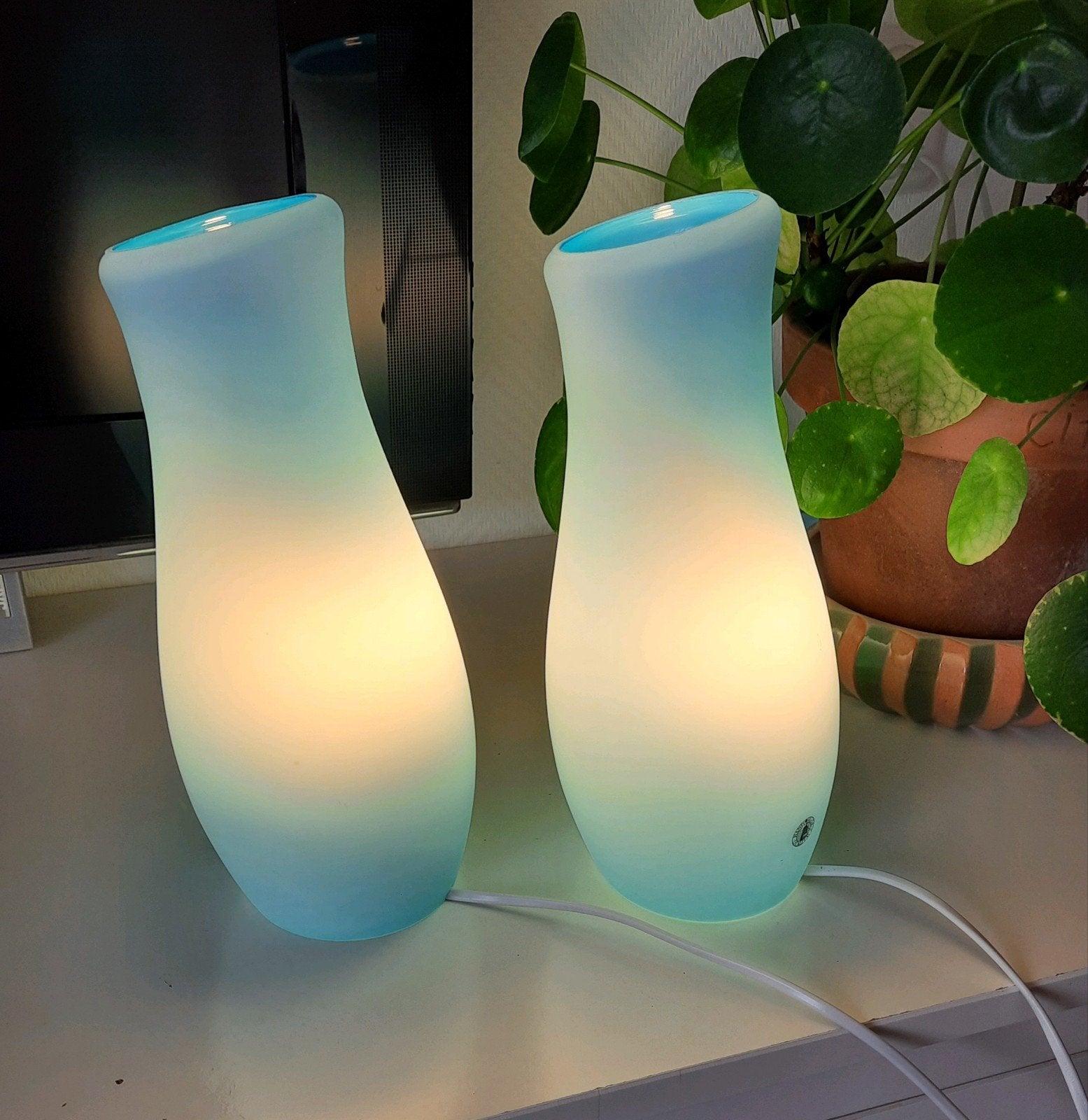 Ikea tafellamp type mylonit blauw, lees de beschrijving, Meerkleurig, E14 (klein), Ophalen of Verzenden, IKEA