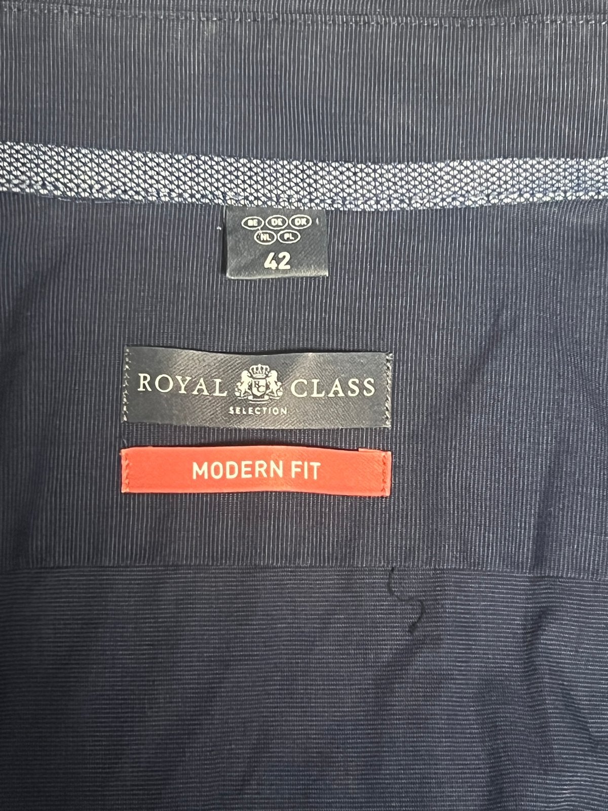 royal class navy modern fit shirt size 42, Kleding | Heren, Ophalen of Verzenden, Zo goed als nieuw, Blauw